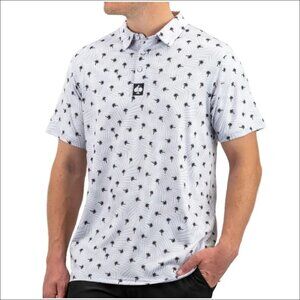 Men's Pins & Aces Short Sleeve Palm Sunday Polo (Palm Trees)-Size L